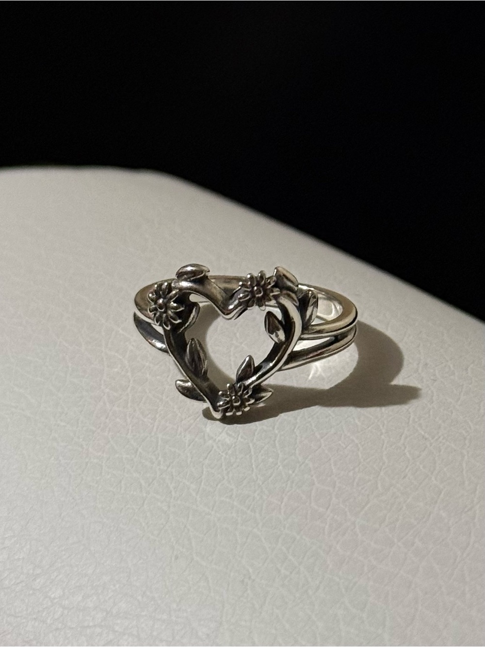 James Avery Sterling Silver Flowering Vines Heart Ring